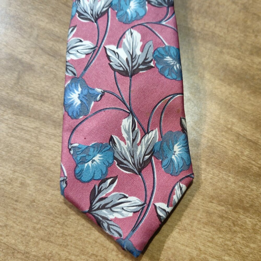 Damon Silk Tie Floral  Italian  Purple Blue Pastely (Mauve/Periwinkle)